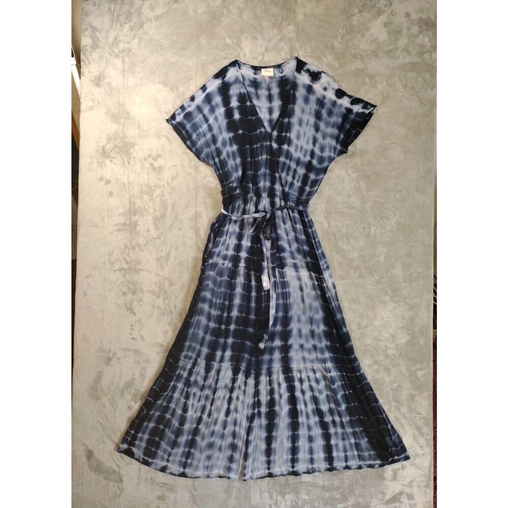 Knox Rose Maxi Dress Womens M Blue Tie Dye Wrap Style Hippie Boho Hipster Whimsy